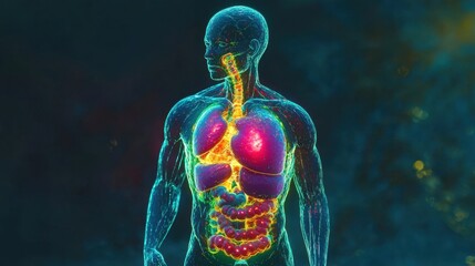 Poster - Glowing Human Body Anatomy 3D Rendering