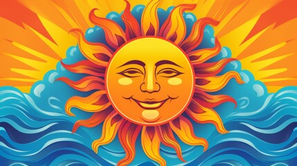 Poster - Vibrant sun background for creative projects and graphic design with minimalist details