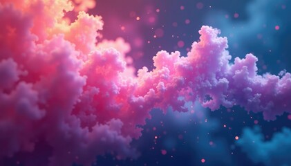 Shimmering wisps of vapor suspended in air with colorful diffraction, iridescence, fog