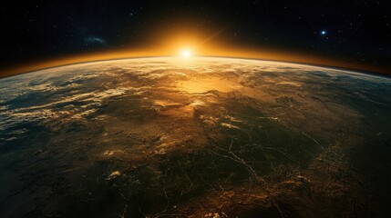 Aufkleber - Golden Sunrise Over Earth From Space