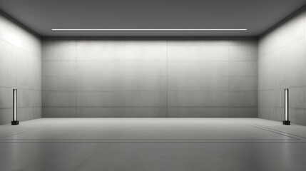 Poster - Elegant light grey concrete wall and floor background for contemporary design aesthetics