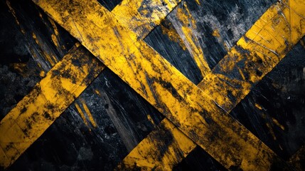 Poster - Grunge Yellow And Black Cross Lines Texture Background