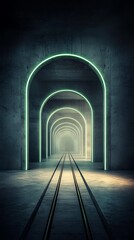 Aufkleber - Futuristic tunnel, glowing arches