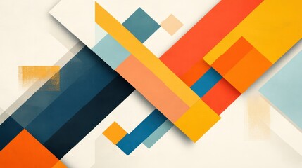 Poster - Abstract geometric design with vibrant color blocks and layered shapes
