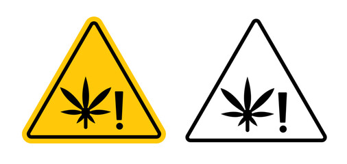 Poster - Cannabis packaging warning signs pack. vector illustrations designs