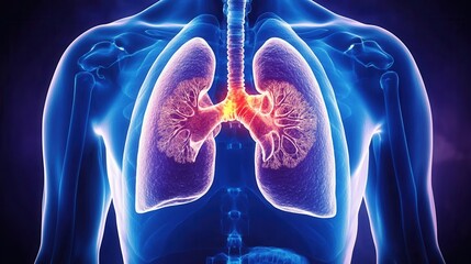 Poster - Human Lungs Anatomy 3D Rendering with Glowing Detail