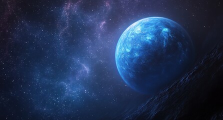 Poster - Luminous Blue Planet in a Starry Cosmos