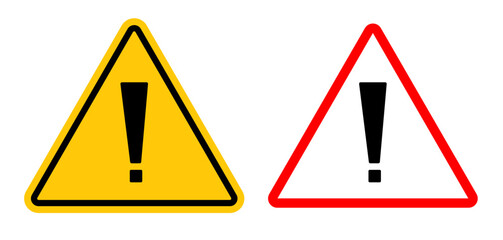 Poster - Warning attention signs pack. vector illustrations designs