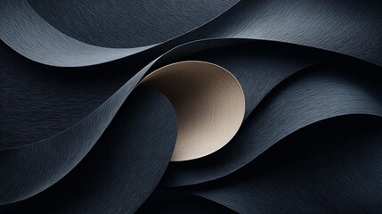 Poster - Abstract dark paper swirls with light center