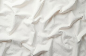 Aufkleber - White crumpled linen fabric texture background. Natural linen organic eco textiles canvas background. Top view. Soft cloth, wrinkle pattern, blank design, eco friendly, sustainable.
