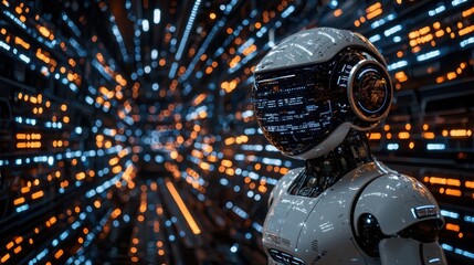 Poster - Robot positioned inside a space station emphasizing ai's role in learning assistance and educational technologies