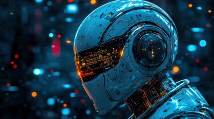 Poster - Futuristic-looking robot displaying advanced design features and innovation symbolizing ai in learning assistance