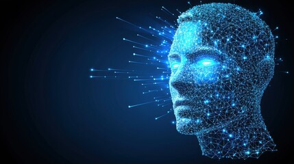 Poster - Human head with glowing blue light symbolizing advanced technology and intelligence in financial fraud detection systems
