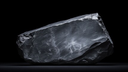 Poster - Dark grey stone, rough texture, isolated on black