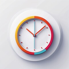 Poster - Modern wall clock with vibrant colors displaying time and design elements in a minimalist style
