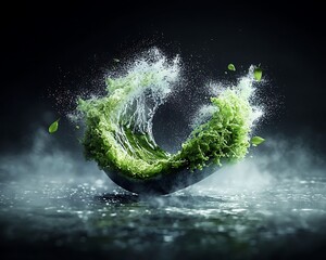 Aufkleber - Abstract wave of green, splashing, nature