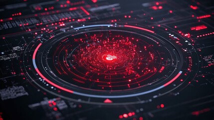 Fototapete - Abstract Futuristic Red Technology Interface