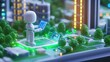 © Rahmat - Robot analyzes city data on futuristic tablet