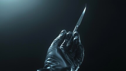 Gloved Hand Holding a Scalpel: A Dark and Mysterious Image