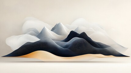 Poster - Abstract mountain range, minimalist, digital art.  Subtle color gradient