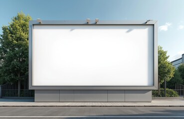 Poster - Blank billboard mockup on urban street facade for advertising, branding or marketing campaign. Empty advertising banner board ready for your logotype, poster design, retail advertisement.