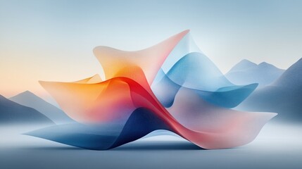 Poster - Abstract colorful shapes in a serene landscape