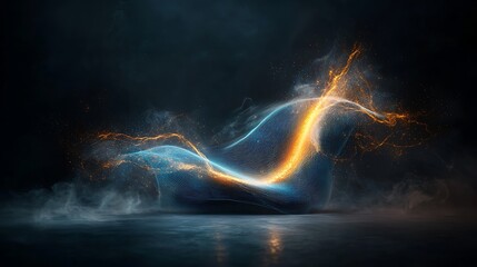 Poster - Abstract glowing form on dark floor
