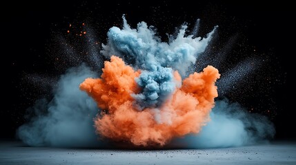 Poster - Exploding colorful powder clouds
