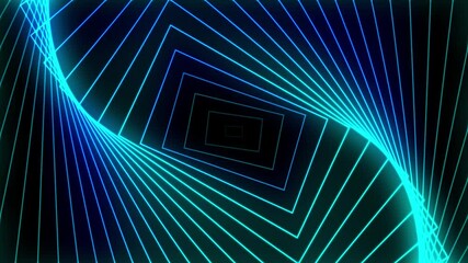 Poster - Mesmerizing Neon Blue Square Tunnel Animation on Dark Background - Minimalist Design