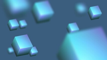 Poster - Abstract Blue Cubes Elegantly Floating in Space: A Mesmerizing Digital Art Experience