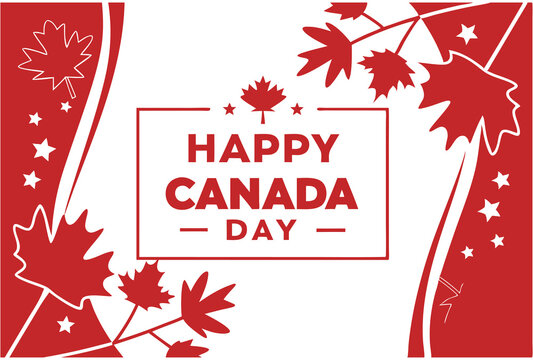 Festive Greeting Card for Canada Day Featuring National Maple Leaf
