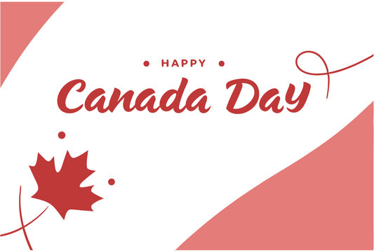 Happy Canada Day Design with Elegant Script and Red Maple Leaf