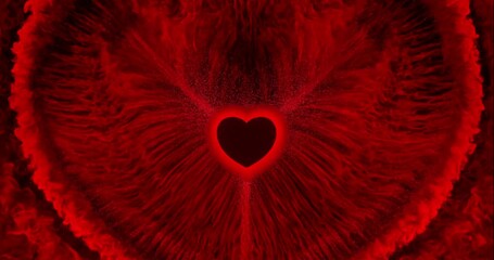 Poster - Pulsating Red Heart Loop. Abstract, organic texture with a central beating heart. Intense red glow and dark center. Dynamic and symbolic.


 3D render
