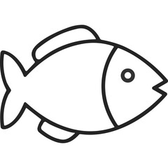 Poster - Fish Line Drawing of Aquatic Animal with Fin and Tail in Black and White Simple Illustration of Fish