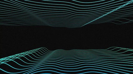 Poster - Serene Waveforms: Abstract Blue Gradient Lines on Black Background - Visual Harmony