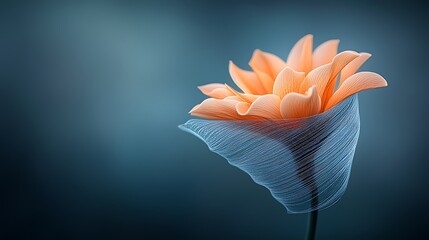 Poster - Orange flower in light blue drape