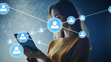 Aufkleber - woman engaging in online shopping with tablet during digital commerce generative ai