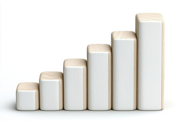 Leinwandbilder - wooden blocks arranged in bar graph format, symbolizing growth and progress. smooth texture and light color evoke sense of calm and stability