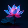 © Serge - Digital lotus with neon glow on dark background with copy space