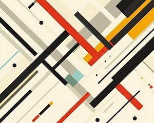 Poster - Abstract art composition featuring geometric shapes and lines on a surface