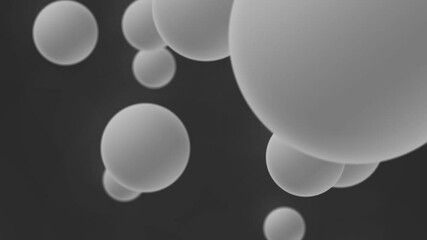 Poster - Monochromatic Mobiles: Animated Abstract Spheres on Black Background for Artistic Projects