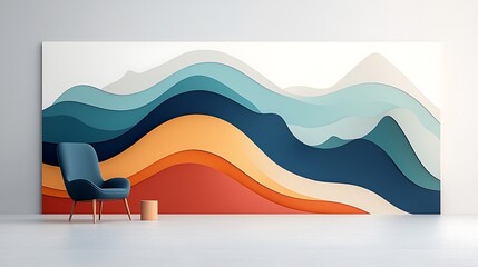 Poster - Modern abstract art wall mural in a living room