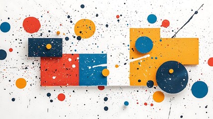 Poster - Abstract geometric shapes with colorful splatters