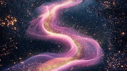 Wall Mural - A purple and gold stream of glitter in the sky
