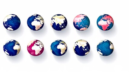 Poster - Globe Icon Set Showcasing Diverse Earth Designs in Vibrant Colors Generative AI