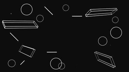 Poster - Abstract Geometric Shapes Animation with Dynamic Movement on Black Background