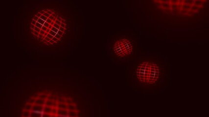 Poster - Abstract Digital Art Motion Background Featuring Floating Red Spheres with Grid Patterns
