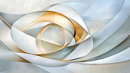 Poster - Elegant abstract background with soft flowing waves in shades of white and light gray, smooth and calming.
