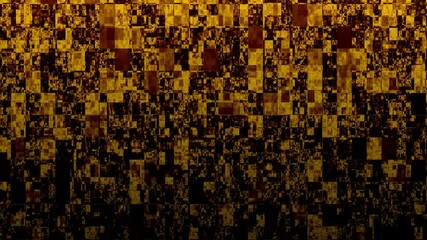 Poster - Dynamic Abstract Animation of Pixelated Orange and Black Geometric Pattern with Flicker