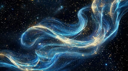 Wall Mural - A blue and white swirl of light and stars